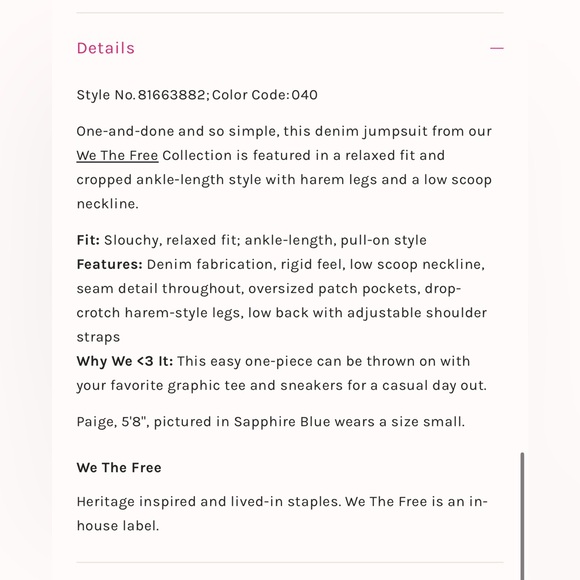 NWT Free People We The Free High Roller Jumpsuit In Sapphire Blue - Picture 5 of 8